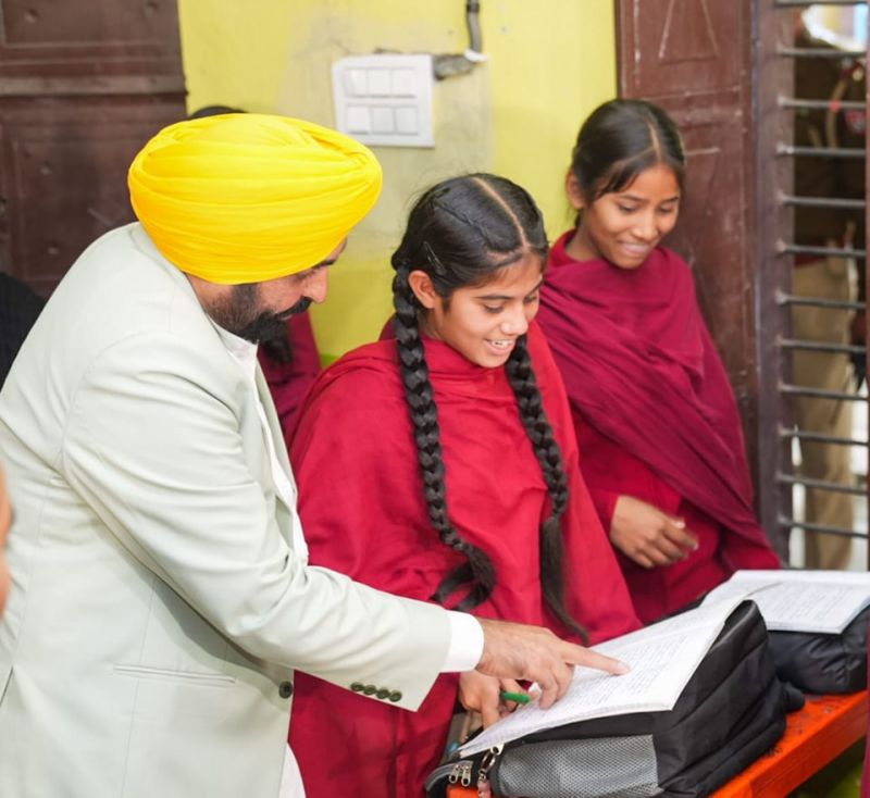 CM Bhagwant Mann Engages with Students During School Visits in Sukho Majra and Lutheri