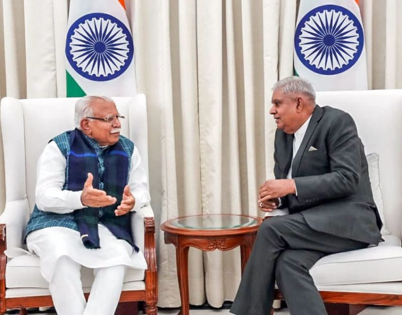Haryana Chief Minister Manohar Lal Khattar Meets Vice President Jagdeep Dhankhar