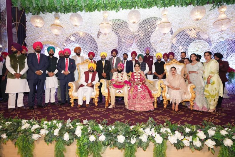 Chief Minister Bhagwant Mann and Wife Dr. Gurpreet Kaur Grace Wedding Ceremony of MLA Jiwan Singh Sangowal's Son
