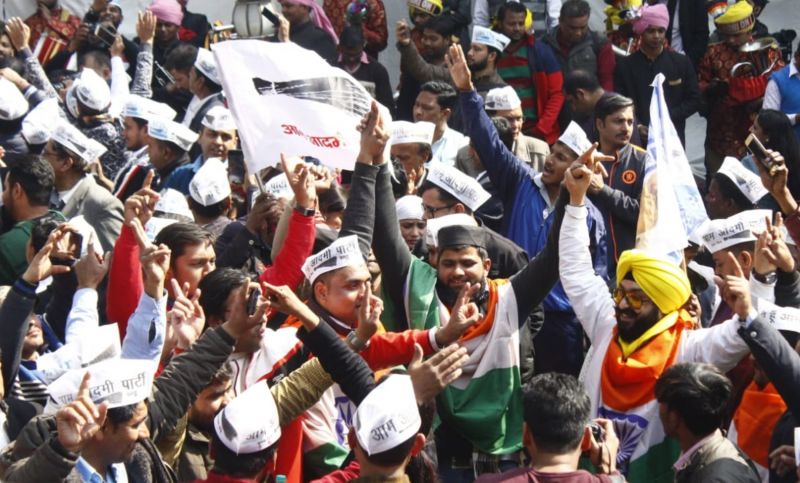 Celebration of Arvind Kejriwal's victory