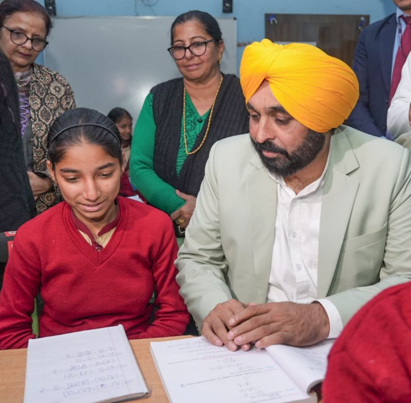 CM Bhagwant Mann Engages with Students During School Visits in Sukho Majra and Lutheri