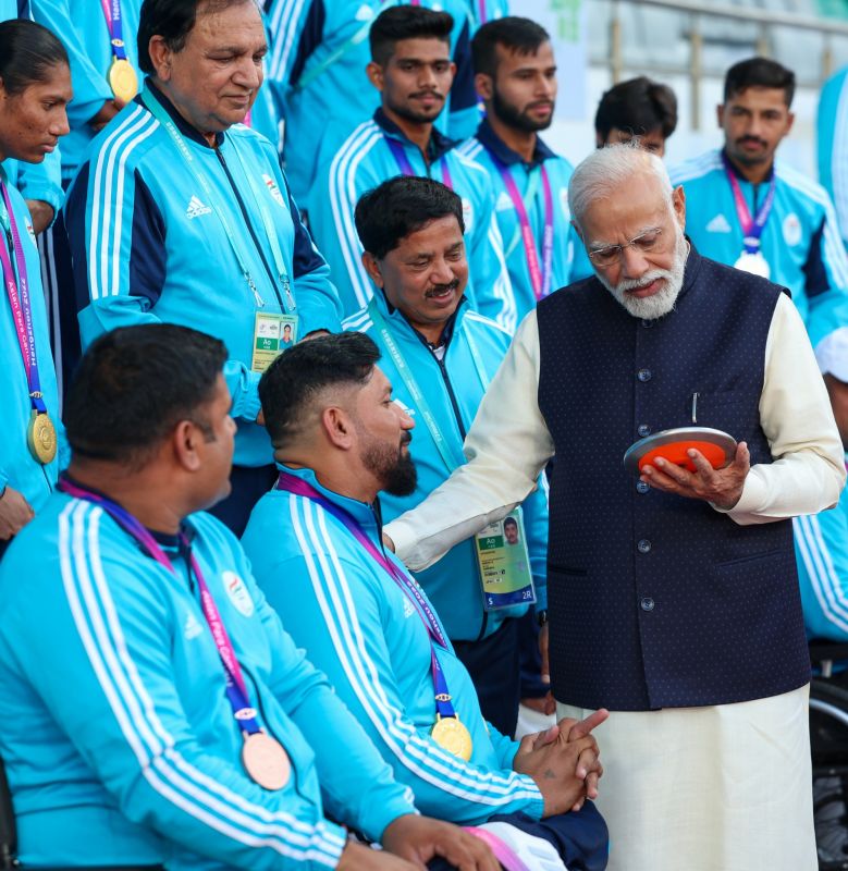 In Pics: PM Narendra Modi Meets Indian Athletes at Asian Para Games