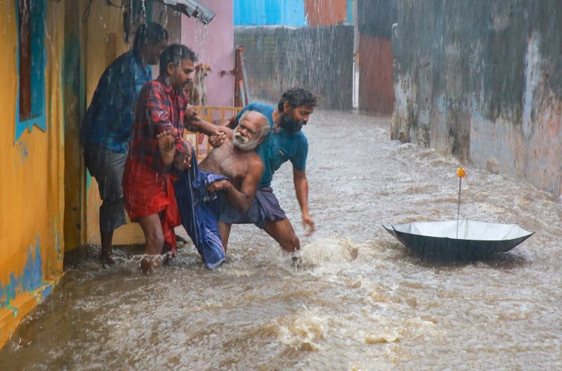 Pics: Tamil Nadu Grapples with Heavy Rains; Educational Institutions Shut