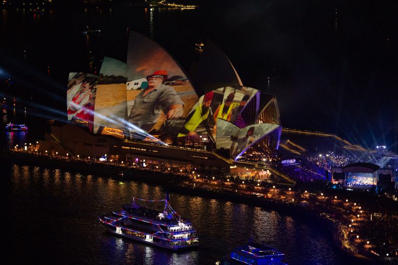 Sydney Opera House sails illuminate with image of Sikhs helping bushfire victims