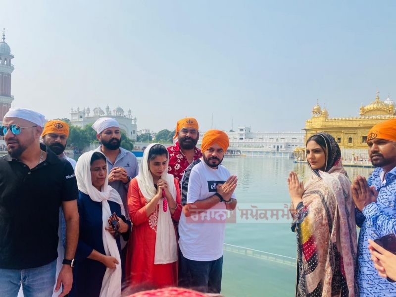 Punjabi Actor Prince Kanwaljit Singh & Japji Khaira Pays Obeisance at Golden Temple ahead of the release of their upcoming movie 'Cheta Singh'