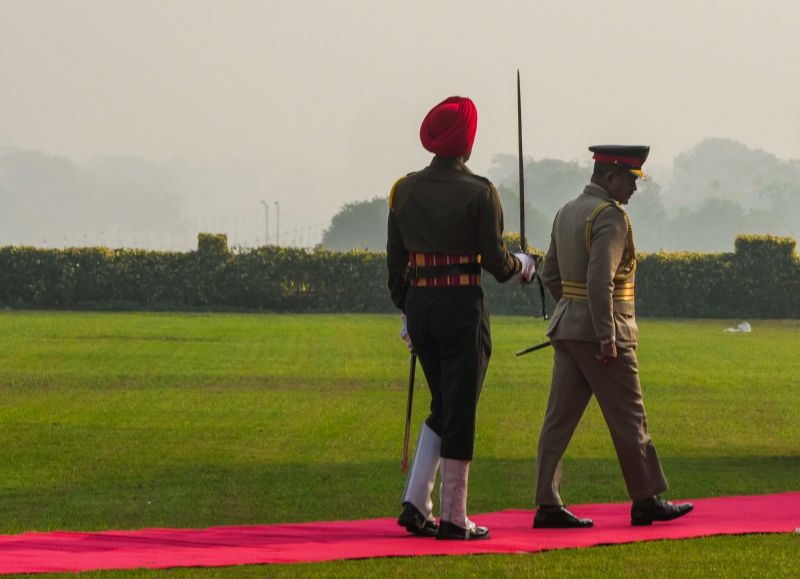 Sri Lanka Army Commander Lieutenant General Vikum Liyanage Inspected Guard of Honor in New Delhi