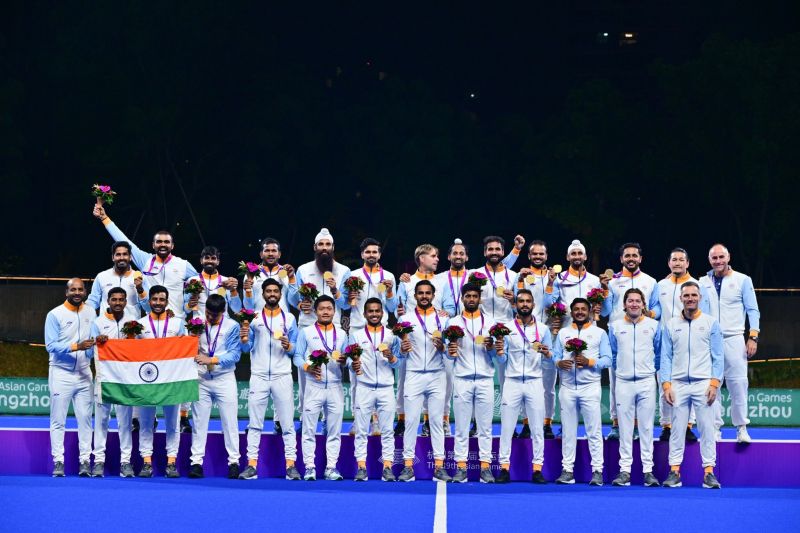 Indian Hockey Players Capture Joyful Moments with Gold Medal Selfie at Asian Games 2023
