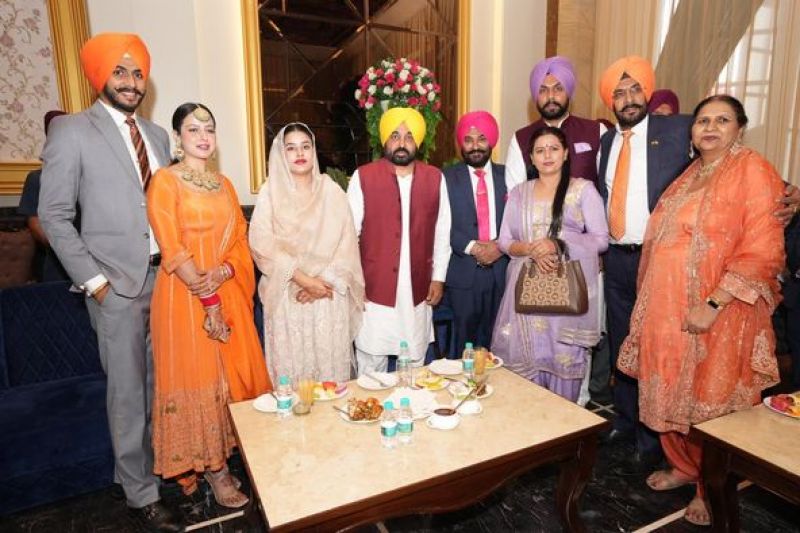 Chief Minister Bhagwant Mann and Wife Dr. Gurpreet Kaur Grace Wedding Ceremony of MLA Jiwan Singh Sangowal's Son
