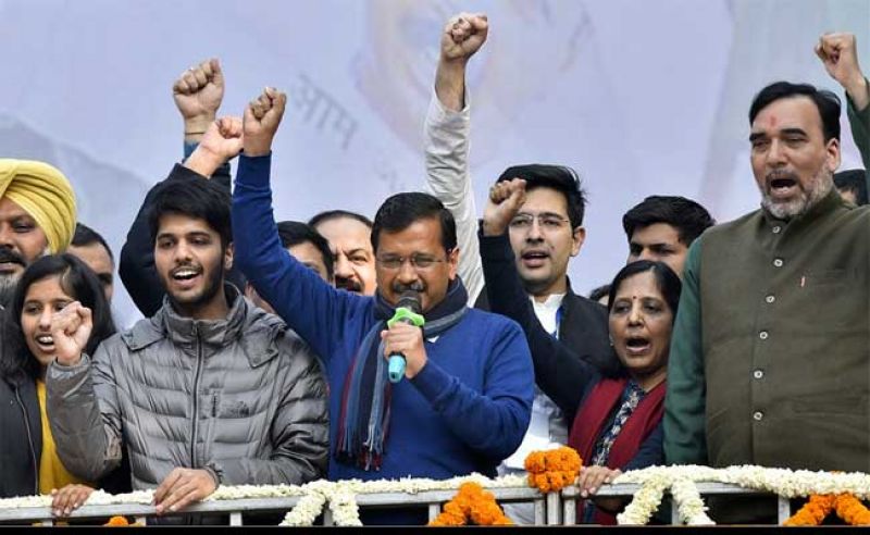 Celebration of Arvind Kejriwal's victory
