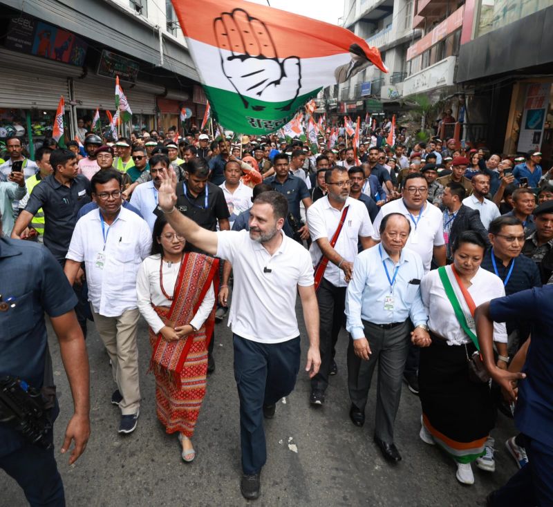 Rahul Gandhi Receives Heartfelt Welcome as he Embarks on a 5 km Padyatra in Mizoram
