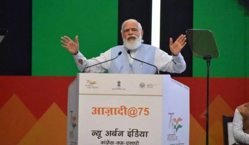 PM MODI VISITS AZADI@75 EXPO IN LUCKNOW 