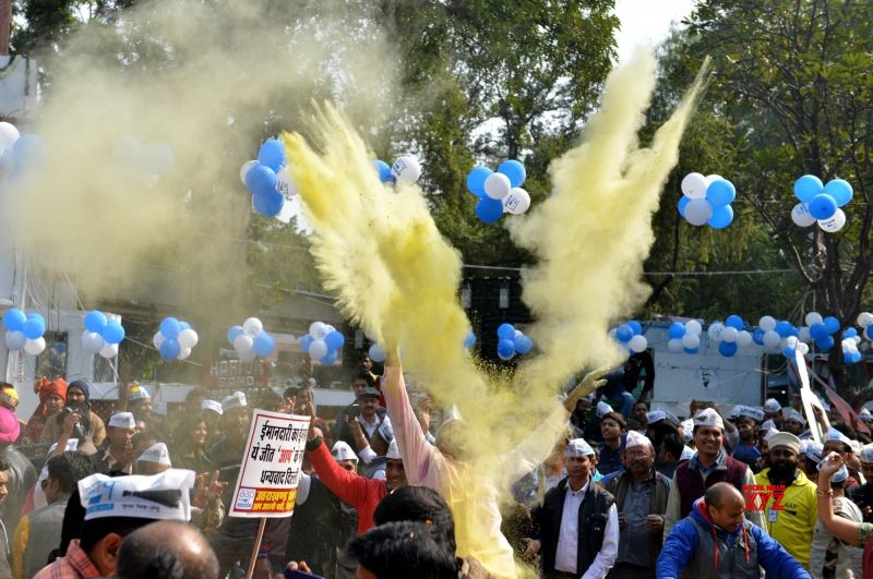 Celebration of Arvind Kejriwal's victory