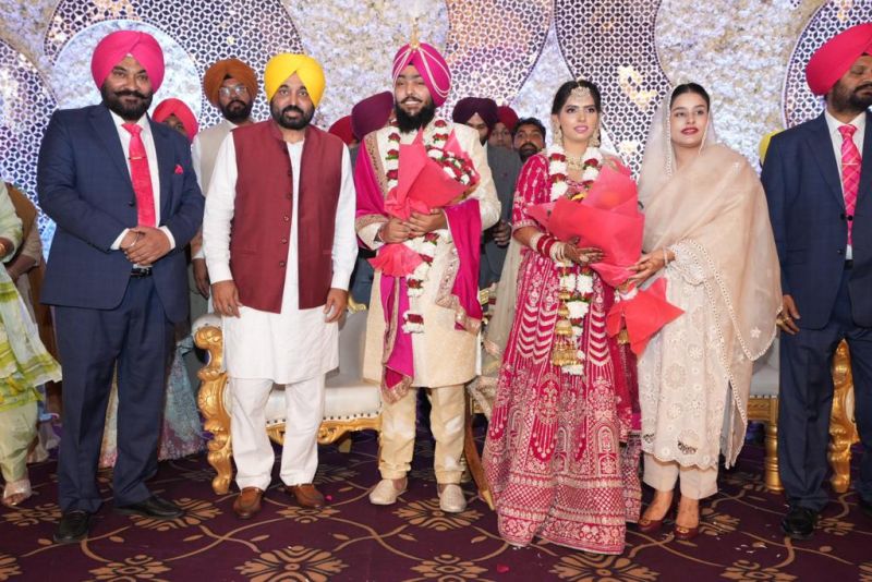 Chief Minister Bhagwant Mann and Wife Dr. Gurpreet Kaur Grace Wedding Ceremony of MLA Jiwan Singh Sangowal's Son
