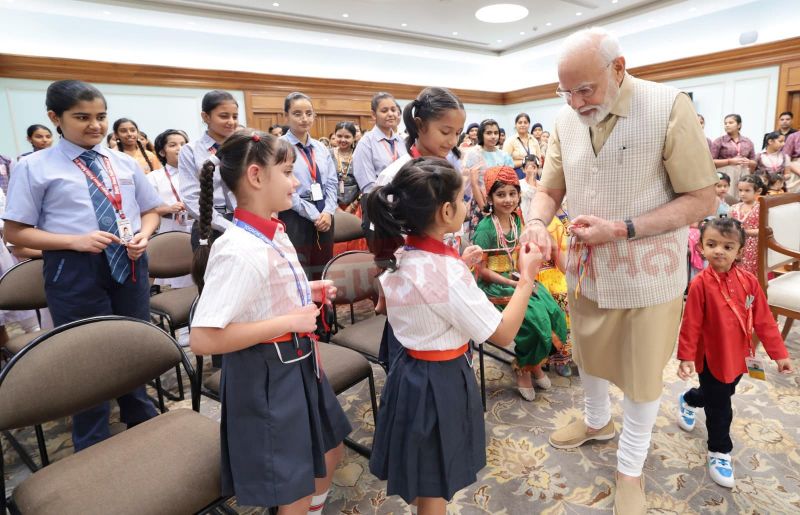 PM Modi Celebrated Rakhi Festival with Children, Talks in Various Issues including Chandrayaan-3
